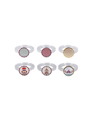 Vesta Home - Set 6 Allacciatovaglioli Natalizi·fiaba·3 X 3 X 5,5 H Cm Th. Ring 6 Mm