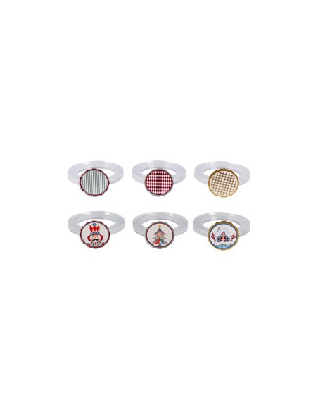 Vesta Home - Set 6 Allacciatovaglioli Natalizi·fiaba·3 X 3 X 5,5 H Cm Th. Ring 6 Mm