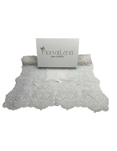 Fiori di Lena - Runner in lino avorio con pizzo Impero avorio cm 170X65 2