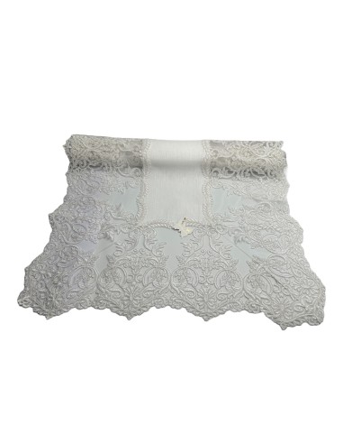 Fiori di Lena - Runner in lino avorio con pizzo Impero avorio cm 170X65