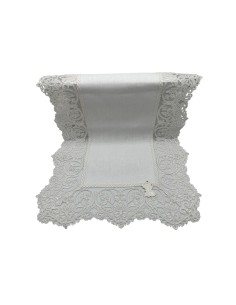 Fiori di Lena - Runner in lino avorio con pizzo avorio cm 140X48