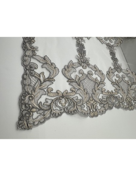 Fiori di Lena - Runner in pizzo doppio fregio grigio cm 140X40