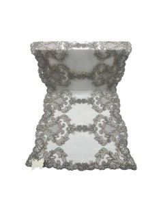 Fiori di Lena - Runner in pizzo doppio fregio grigio cm 140X40