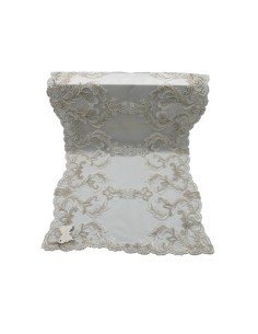 Fiori di Lena - Runner in pizzo doppio fregio nocciola cm 140X40