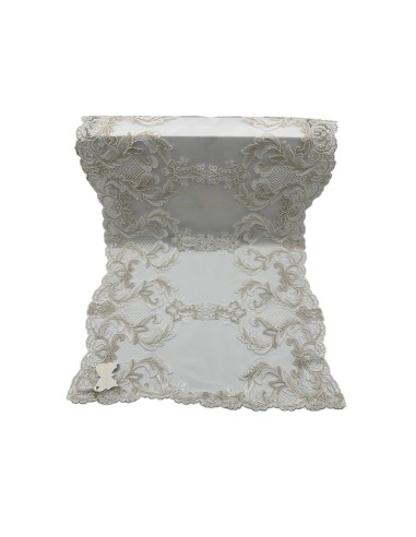 Fiori di Lena - Runner in pizzo doppio fregio nocciola cm 140X40