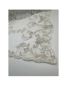 Fiori di Lena - Runner in pizzo doppio fregio nocciola cm 140X40 2