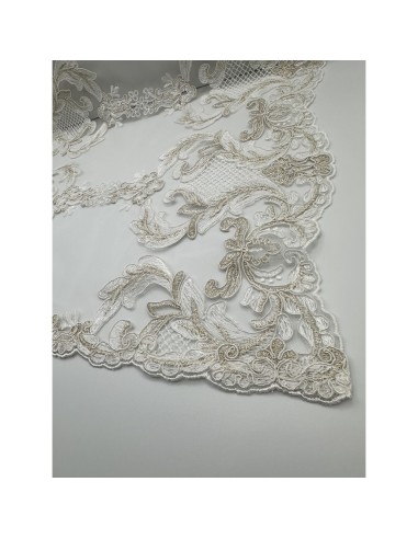 Fiori di Lena - Runner in pizzo doppio fregio nocciola cm 140X40