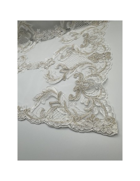 Fiori di Lena - Runner in pizzo doppio fregio nocciola cm 140X40