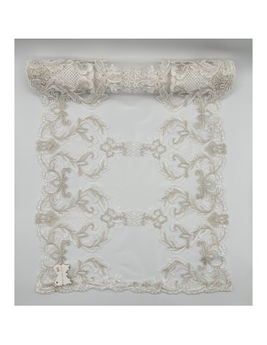 Fiori di Lena - Runner in pizzo doppio fregio nocciola cm 140X40