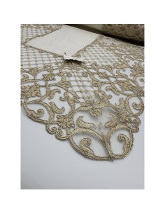 Fiori di Lena - Runner in lino lurex e pizzo cm 140X45 2