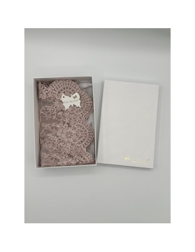 Fiori di Lena - Runner in pizzo rosa, cm 45 x x 45 con scatola