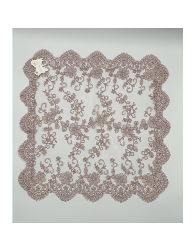 Fiori di Lena - Runner in pizzo rosa, cm 45 x x 45 con scatola