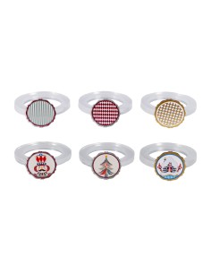 Vesta Home - Set 6 Allacciatovaglioli Natalizi·fiaba·3 X 3 X 5,5 H Cm Th. Ring 6 Mm