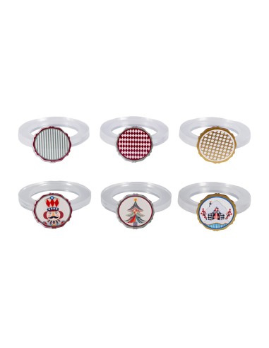 Vesta Home - Set 6 Allacciatovaglioli Natalizi·fiaba·3 X 3 X 5,5 H Cm Th. Ring 6 Mm