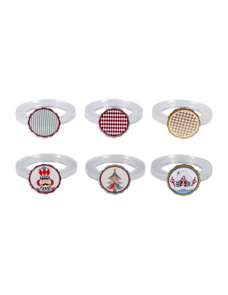 Vesta Home - Set 6 Allacciatovaglioli Natalizi·fiaba·3 X 3 X 5,5 H Cm Th. Ring 6 Mm