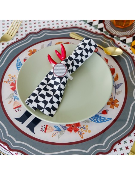 Vesta Home - Set 6 Allacciatovaglioli Natalizi·fiaba·3 X 3 X 5,5 H Cm Th. Ring 6 Mm