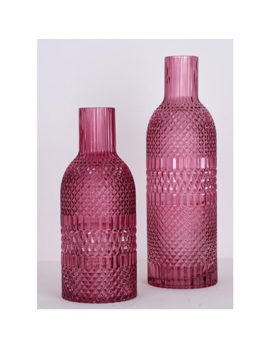 Fiori di Lena - Vaso bottiglia in vetro malva lustrato cm 44 h