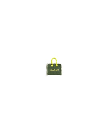 Beach Girl - Handbag verde militare dettagli giallo fluo cm 30 x 24 x 17