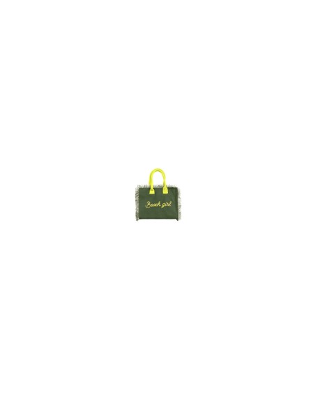 Beach Girl - Handbag verde militare dettagli giallo fluo cm 30 x 24 x 17