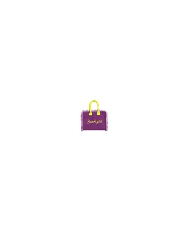 Beach Girl - Handbag viola dettagli giallo fluo cm 30 x 24 x 15