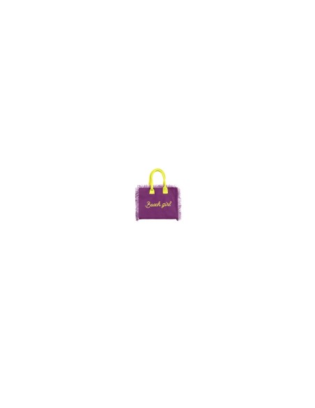 Beach Girl - Handbag viola dettagli giallo fluo cm 30 x 24 x 15