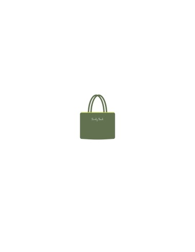 Marisol - Borsa mare velour con pompon verde militare/verde mela cm 42 x 32 x 16