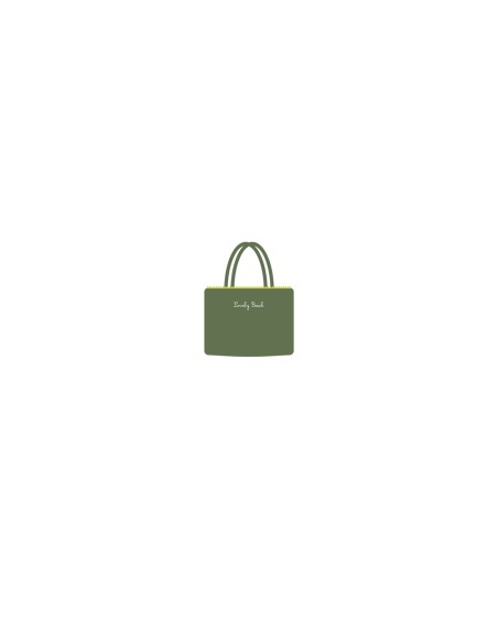 Marisol - Borsa mare velour con pompon verde militare/verde mela cm 42 x 32 x 16