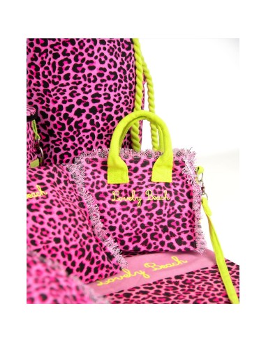 Leopard - Handbag rosa/nero dettagli giallo fluo 30x24x14 cm