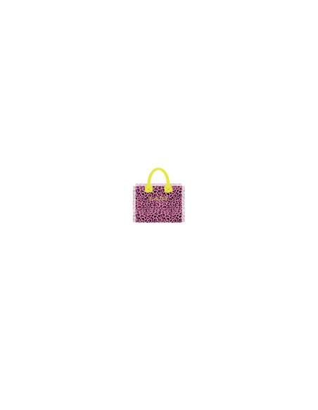 Leopard - Handbag rosa/nero dettagli giallo fluo 30x24x14 cm