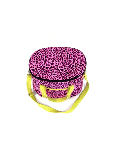 Leopard - Borsa termica 14 lt rosa/nero dettagli giallo fluo
