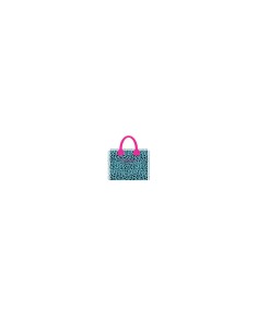 Leopard - Handbag azzurro/nero dettagli fucsia 30x24x14 cm