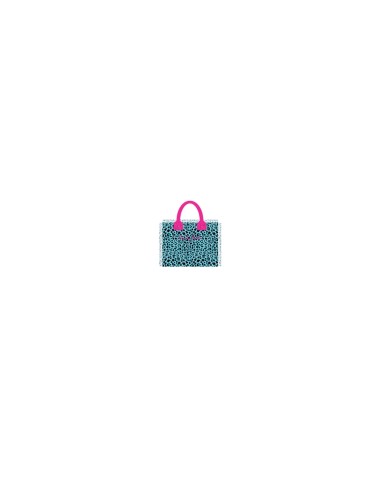 Leopard - Handbag azzurro/nero dettagli fucsia 30x24x14 cm