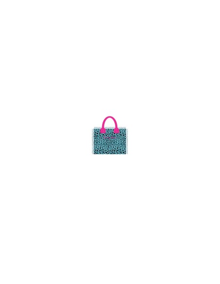 Leopard - Handbag azzurro/nero dettagli fucsia 30x24x14 cm
