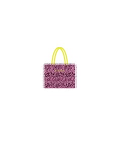Leopard - Borsa mare rosa/nero dettagli giallo fluo 48x38x16 cm