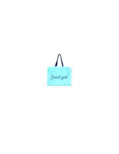 Beach Girl - Borsa mare sfrangiata azzurro dettagli blu cm 48x38x22