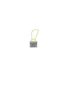 Leopard - Borsa mini bianco/nero dettagli verde mela 20x16x8 cm