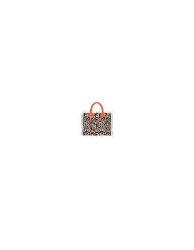 Leopard - Handbag classic nude/nero dettagli arancio 30x24x14 cm
