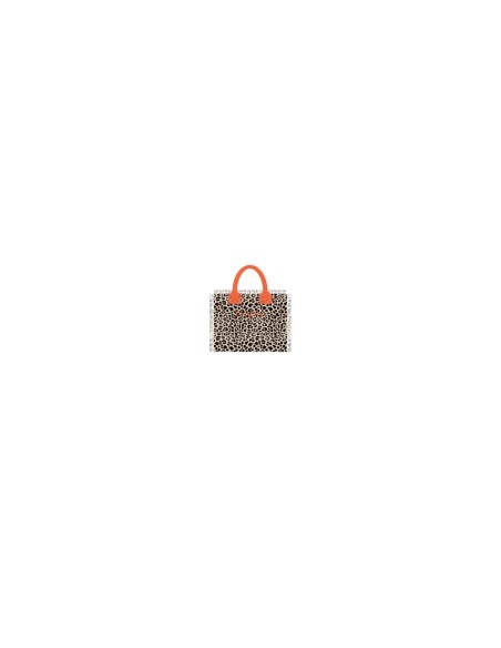 Leopard - Handbag classic nude/nero dettagli arancio 30x24x14 cm