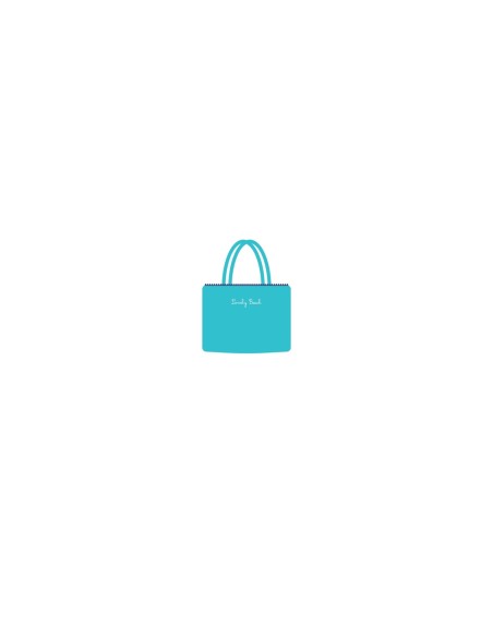 Marisol - Borsa mare velour con pompon azzurro/blu cm 42 x 32 x 16
