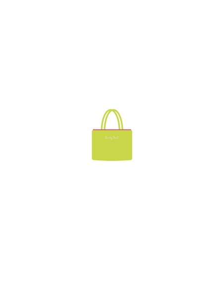Marisol - Borsa mare velour con pompon giallo fluo/fucsia cm 42 x 32 x 16