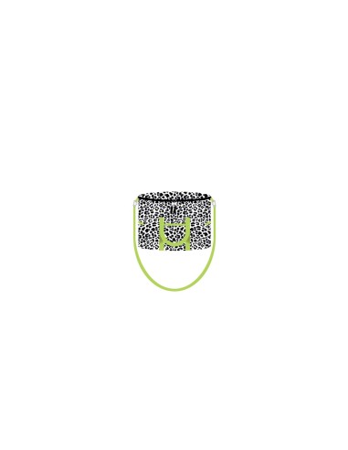 Leopard - Borsa termica 14 lt bianco/nero dettagli verde mela