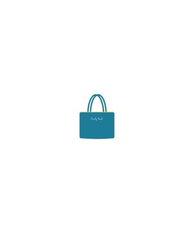 Marisol - Borsa mare velour con pompon ottanio/verde mela cm 42 x 32 x 16