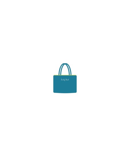 Marisol - Borsa mare velour con pompon ottanio/verde mela cm 42 x 32 x 16