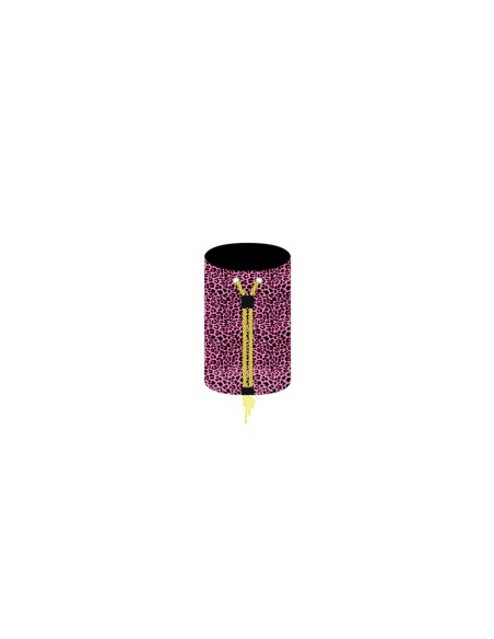 Leopard - Sacca mare rosa/nero dettagli giallo fluo cm 25 x 25 x 50