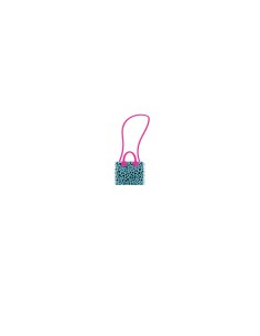Leopard - Borsa mini azzurro/nero dettagli fucsia 20x16x8 cm