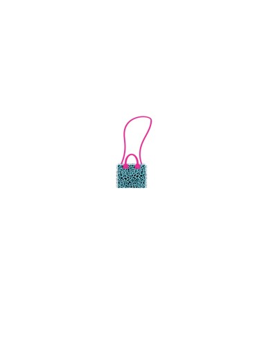 Leopard - Borsa mini azzurro/nero dettagli fucsia 20x16x8 cm
