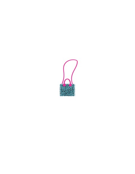 Leopard - Borsa mini azzurro/nero dettagli fucsia 20x16x8 cm