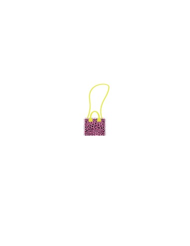 Leopard - Borsa mini rosa/nero dettagli giallo fluo 20x16x8 cm