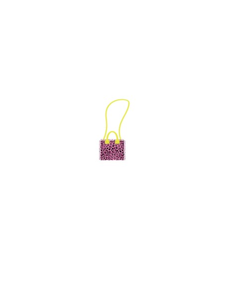 Leopard - Borsa mini rosa/nero dettagli giallo fluo 20x16x8 cm