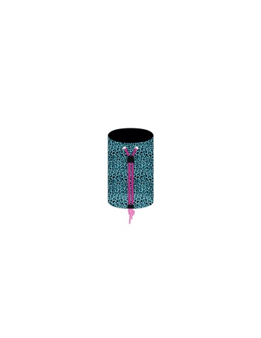 Leopard - Sacca mare azzurro/nero dettagli fucsia cm 25 x 25 x 50